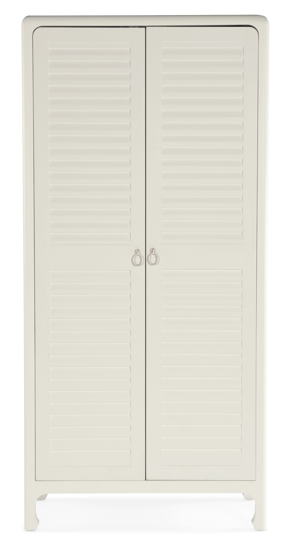 a white closet with doors
