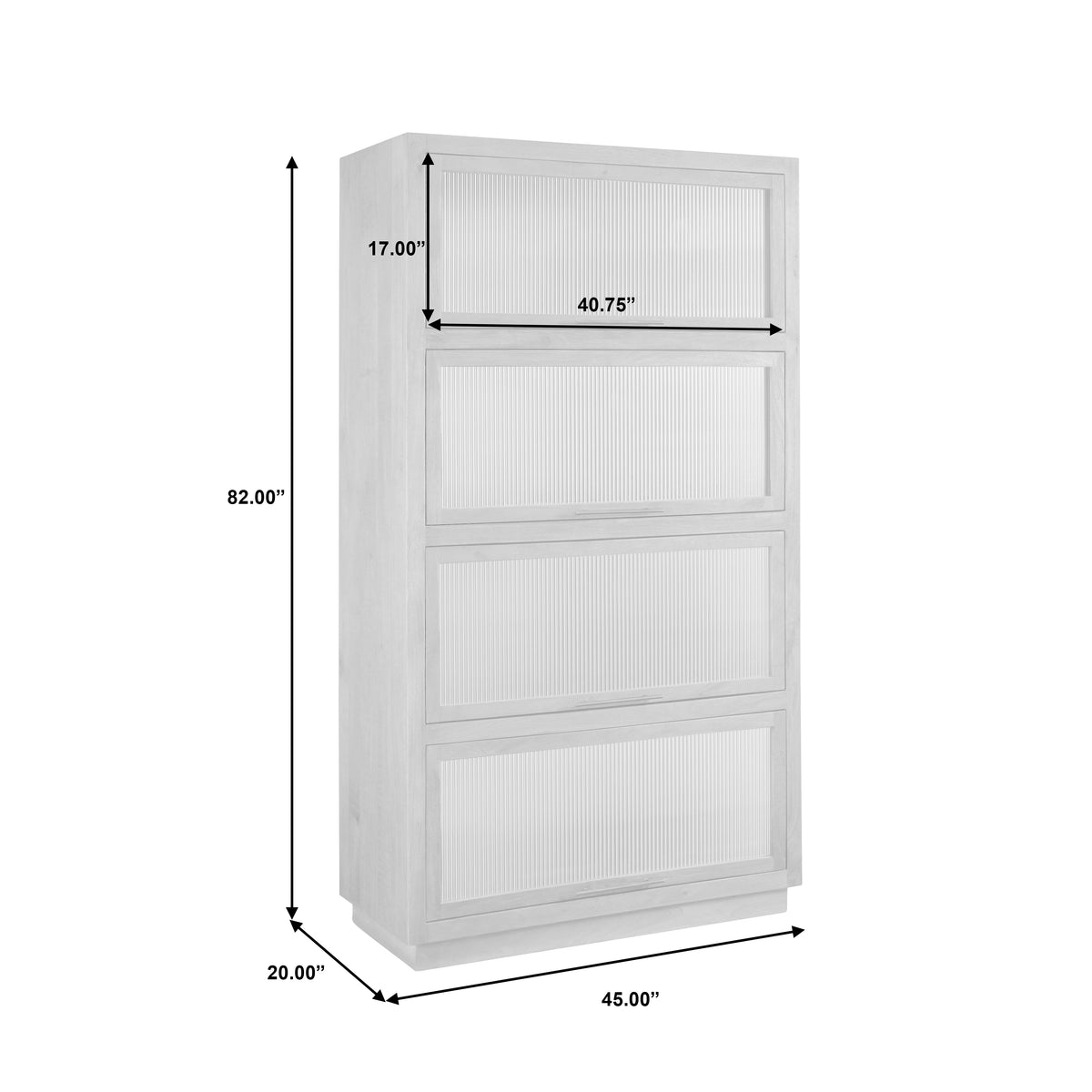 a tall white cabinet with dimensions