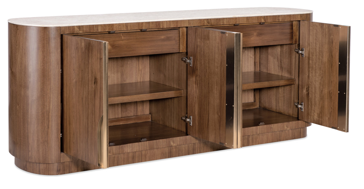 a wooden cabinet with open doors