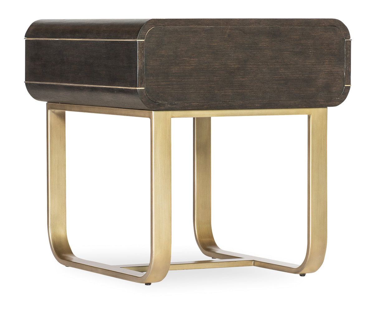 a brown and gold side table