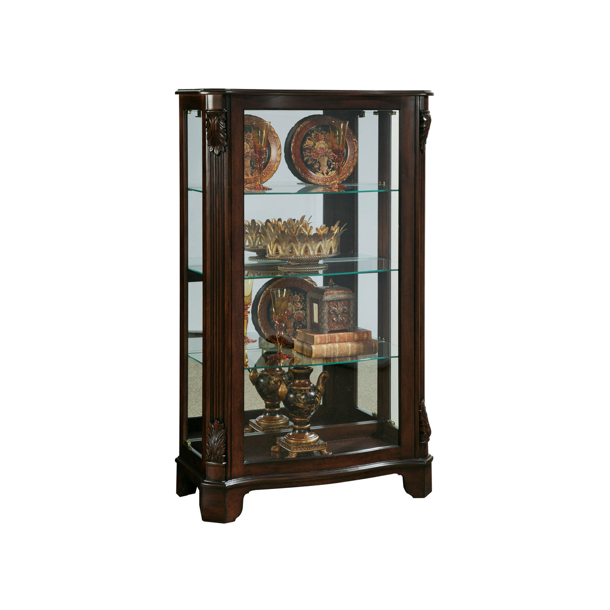 a glass cabinet with a display case