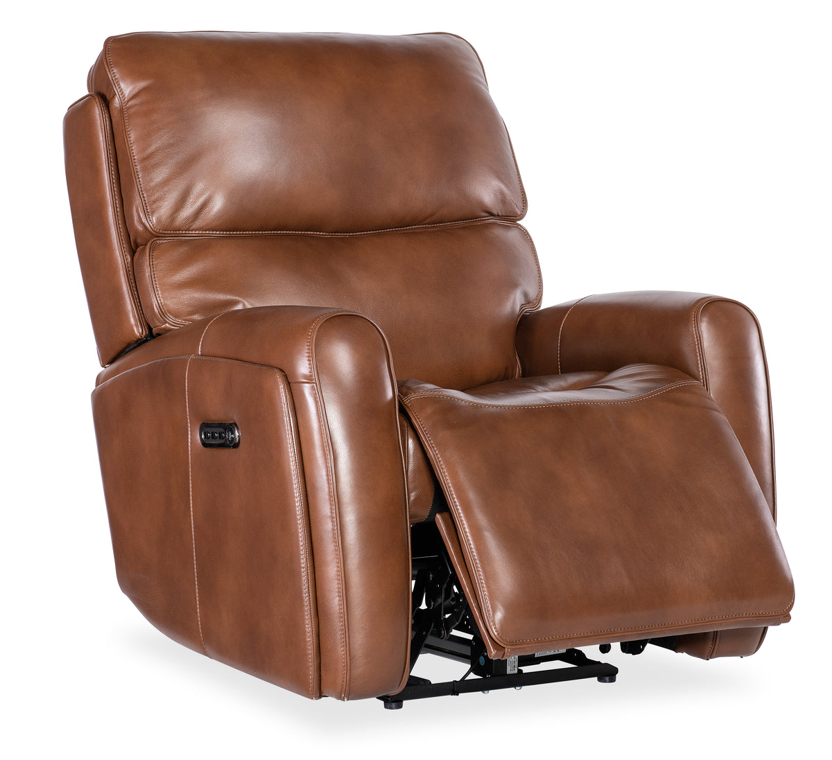 a brown leather recliner chair