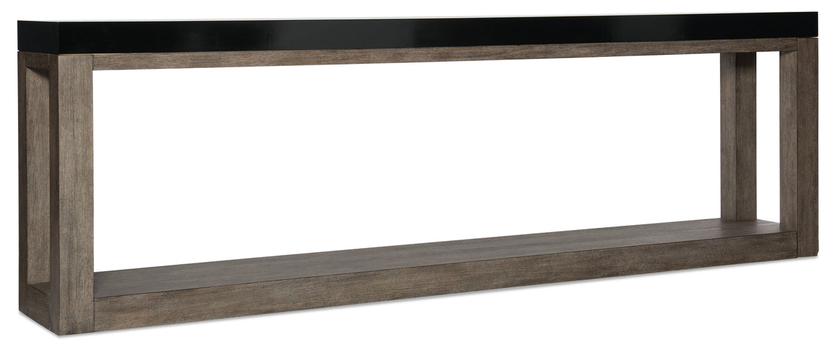 a black and wood table