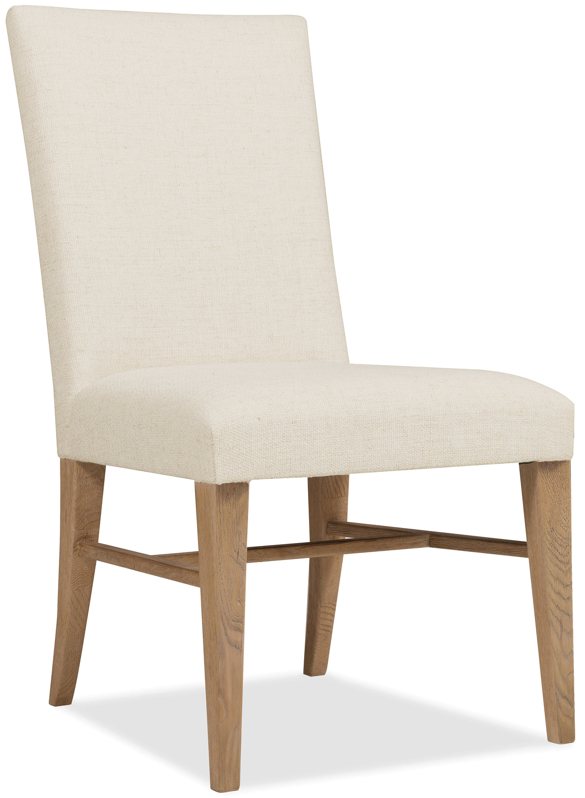 a white chair with wooden legs