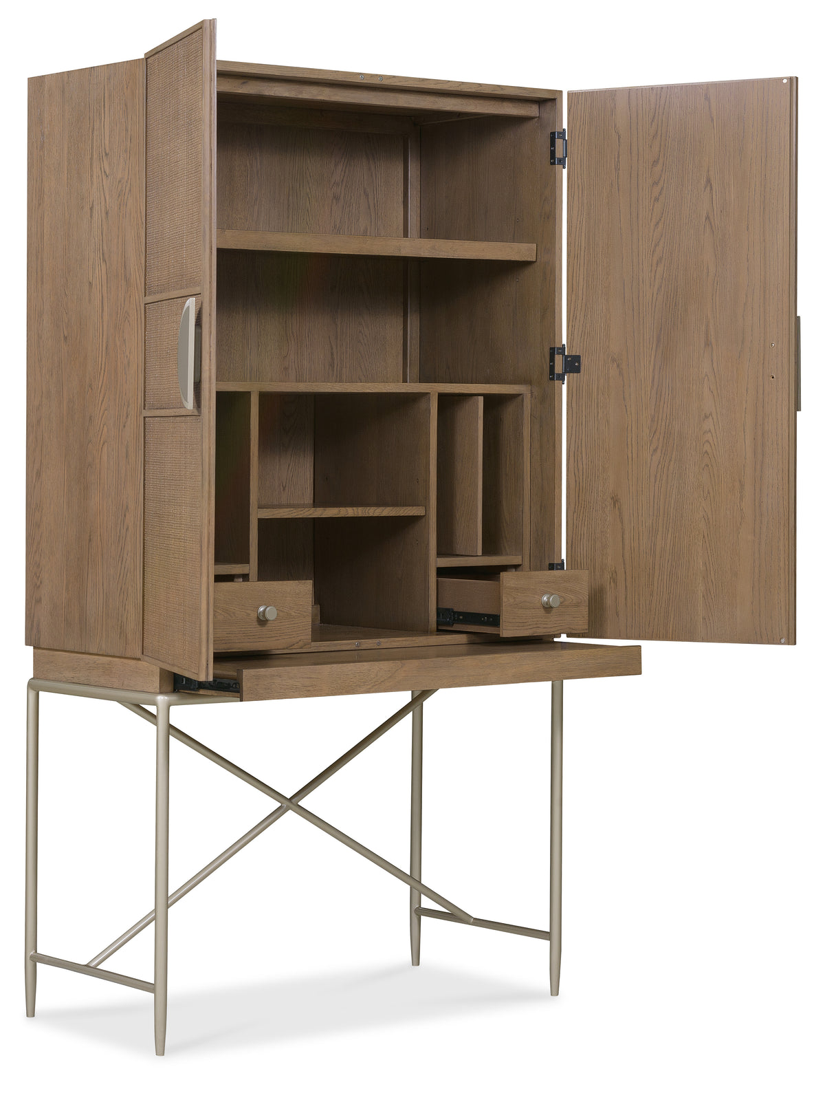 a wooden cabinet with a shelf