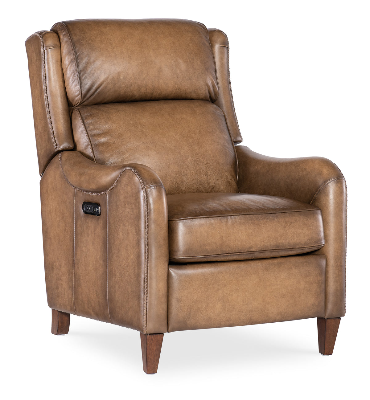 a brown leather chair with white background