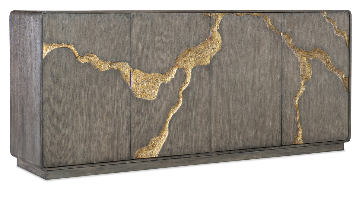 a wood panel with gold paint
