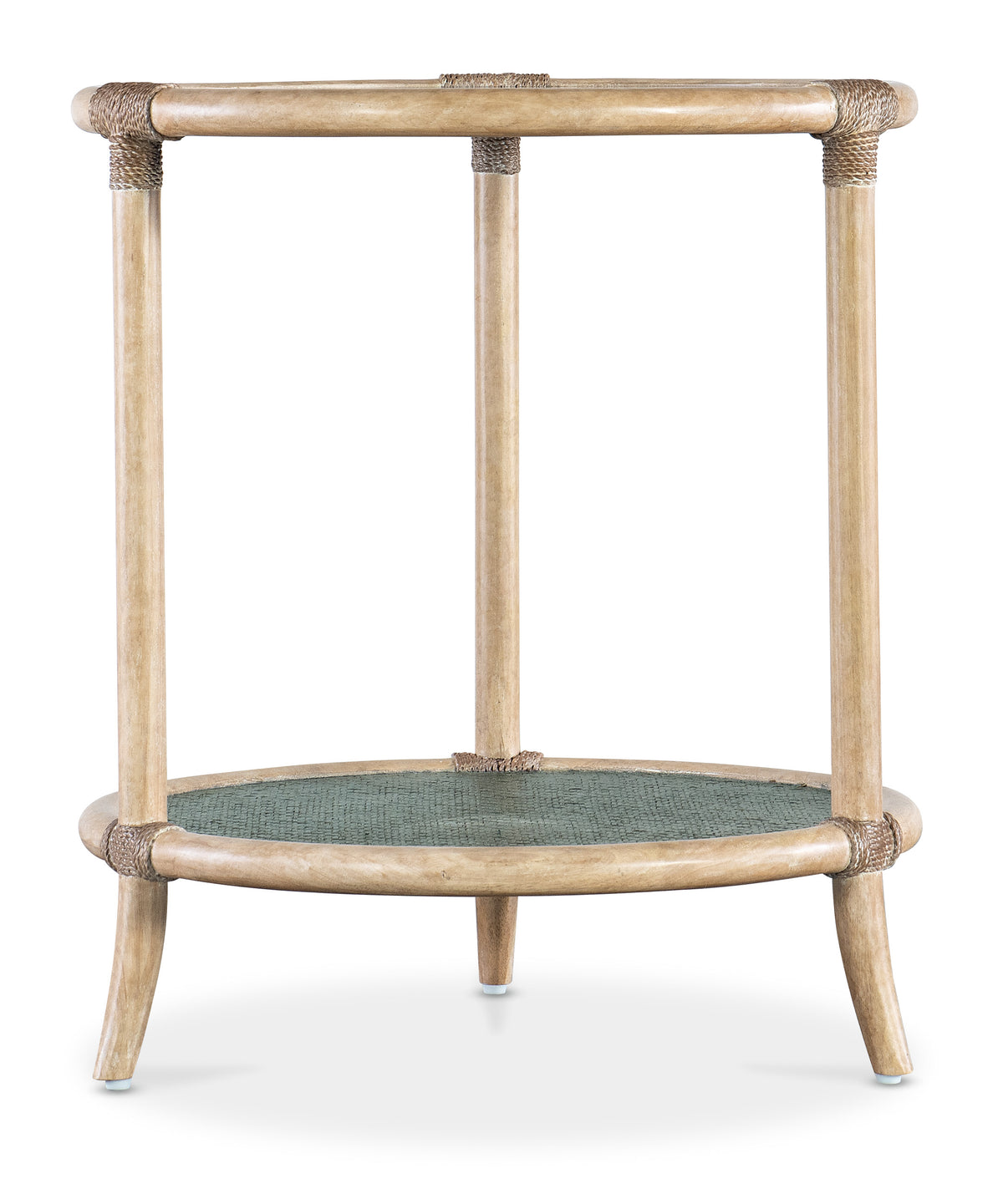 a round table with a shelf