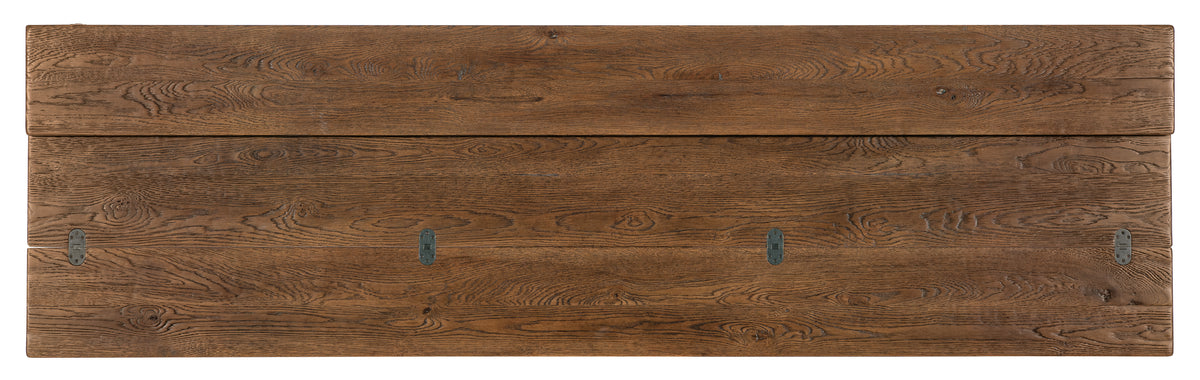 a wood board with metal hinges