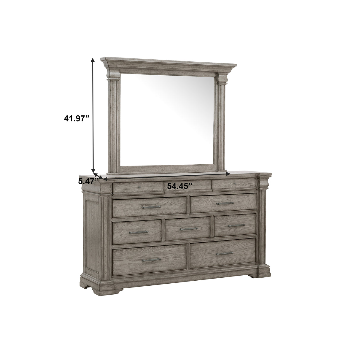 a dresser with a mirror