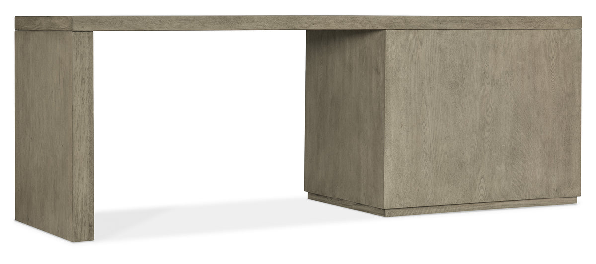 a wooden desk with a rectangular base