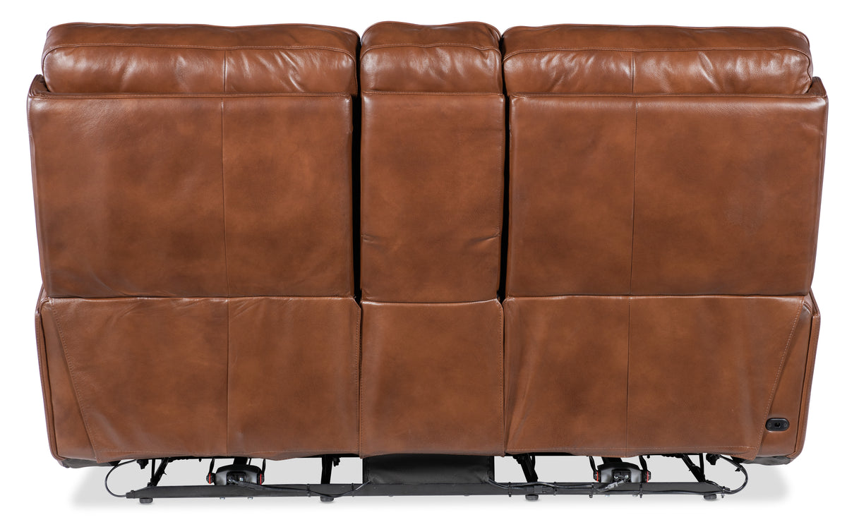 a back of a brown leather couch