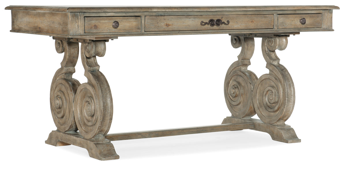 a wooden table with a drawer