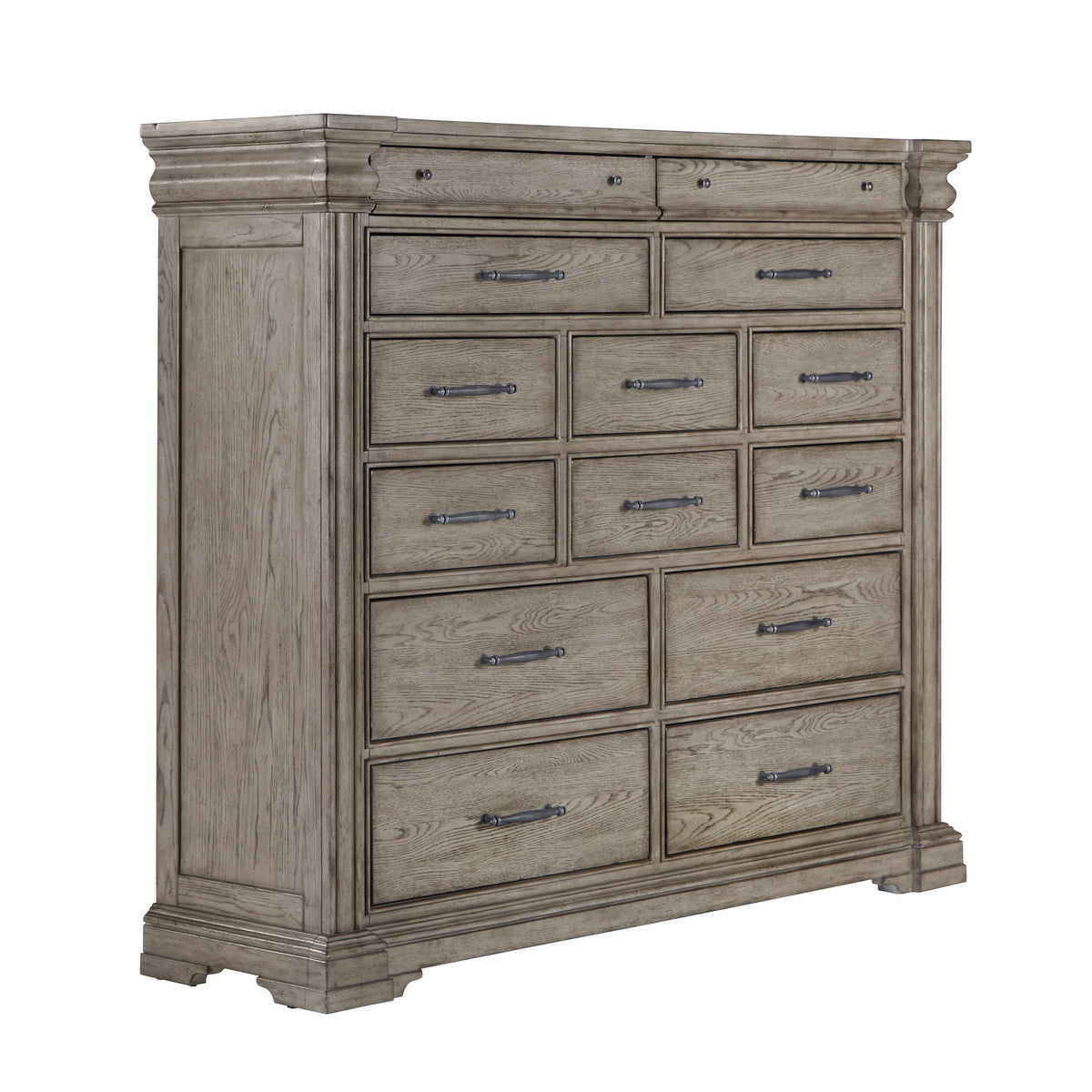 a wooden dresser with drawers