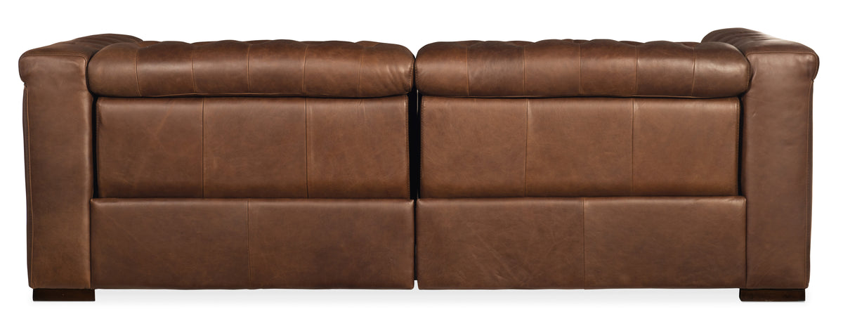 a close up of a leather couch