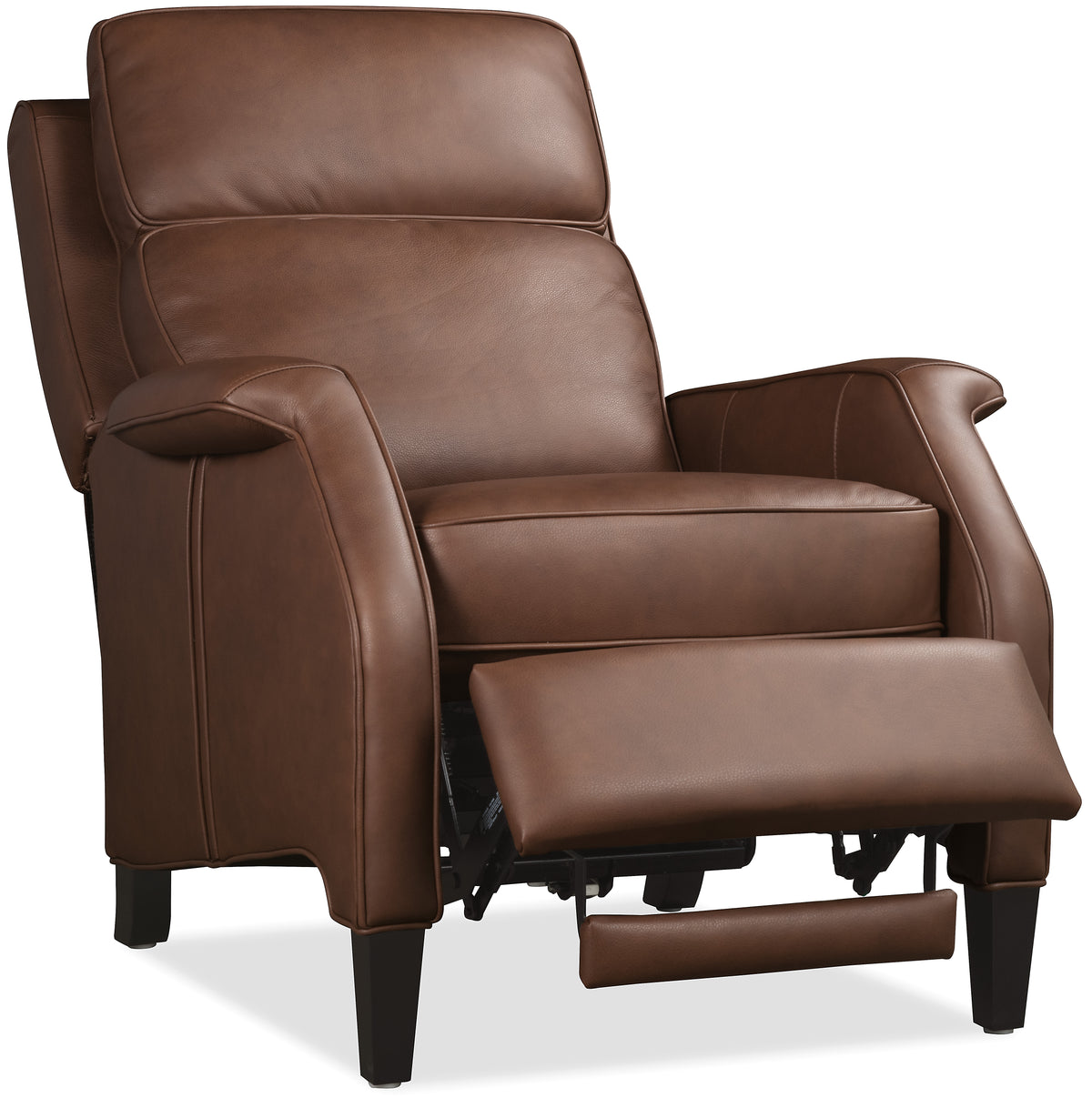 a brown leather recliner chair