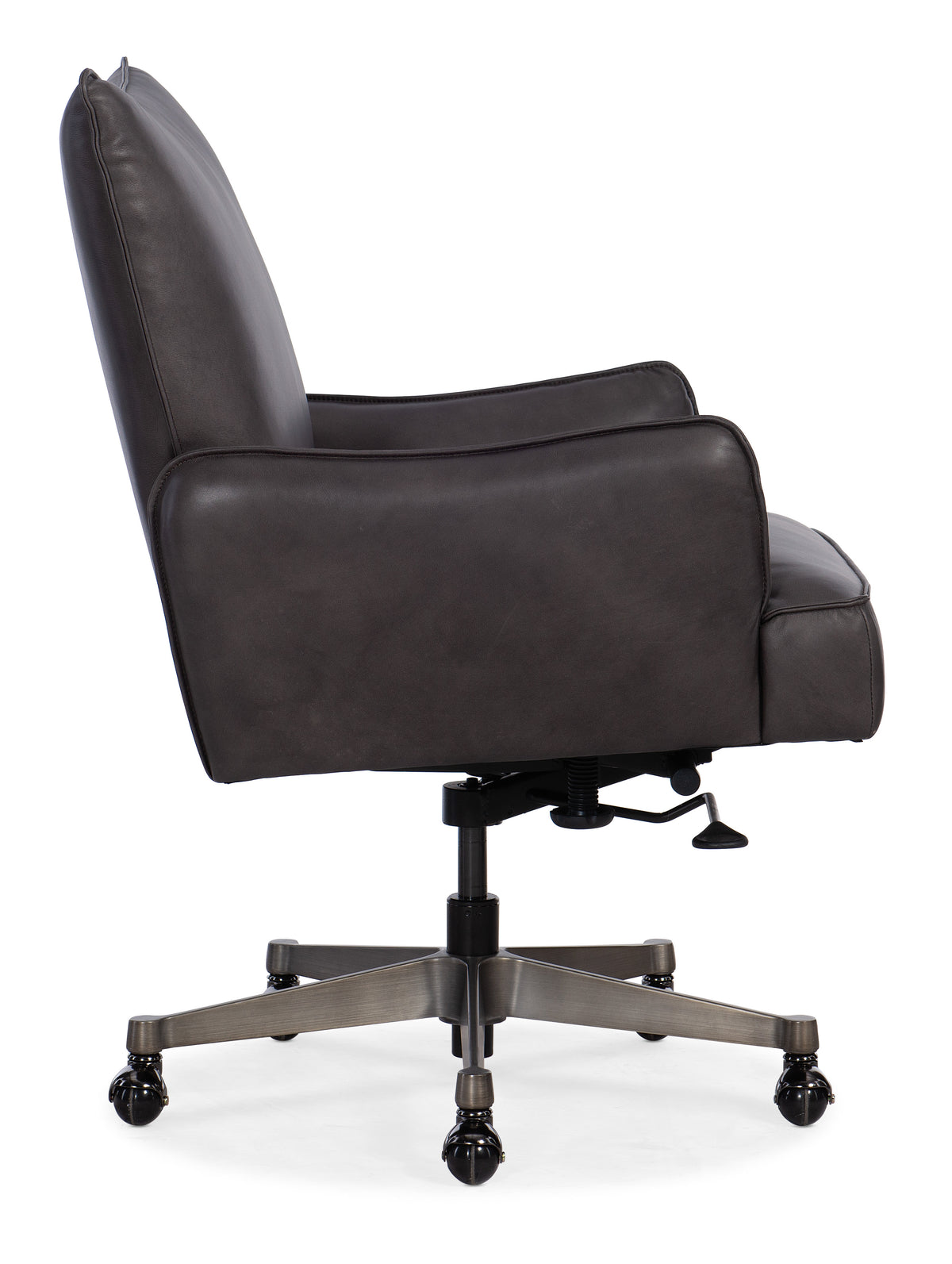 a black office chair with wheels