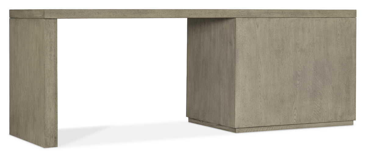a wooden desk with a rectangular base