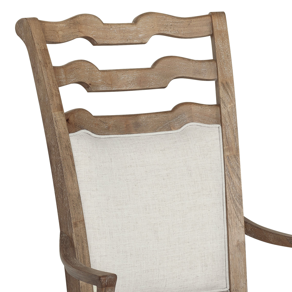 a wooden chair with a white cushion