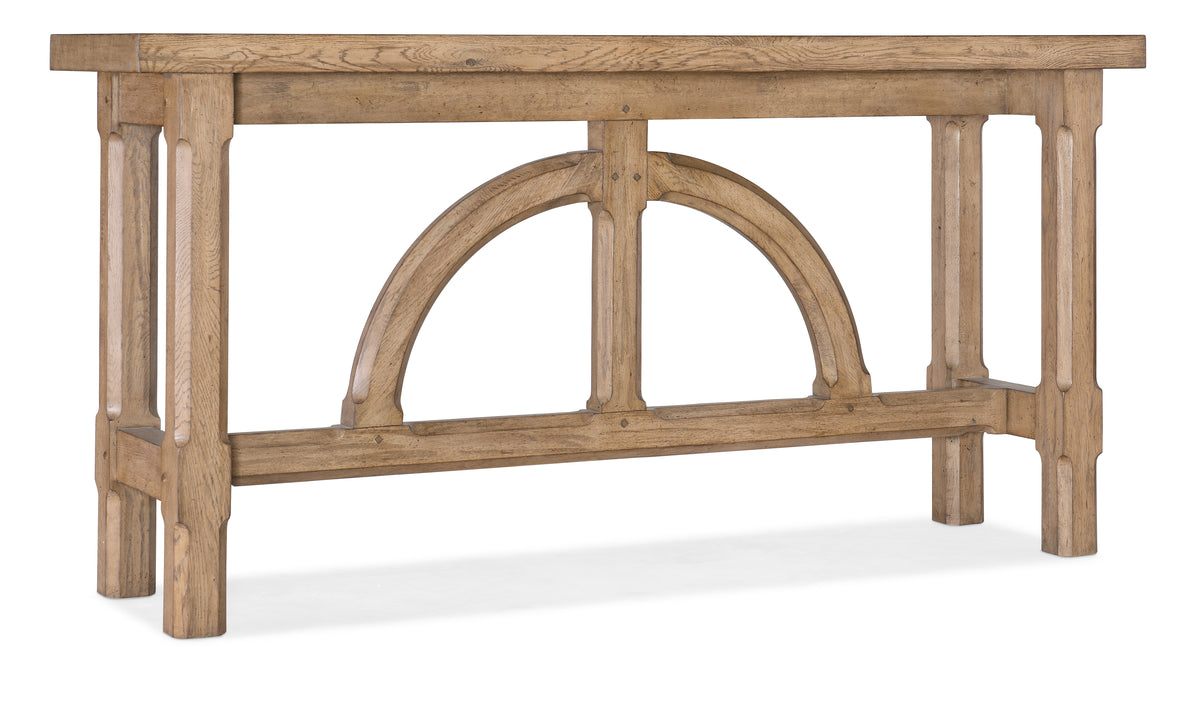 a wooden table with a curved design