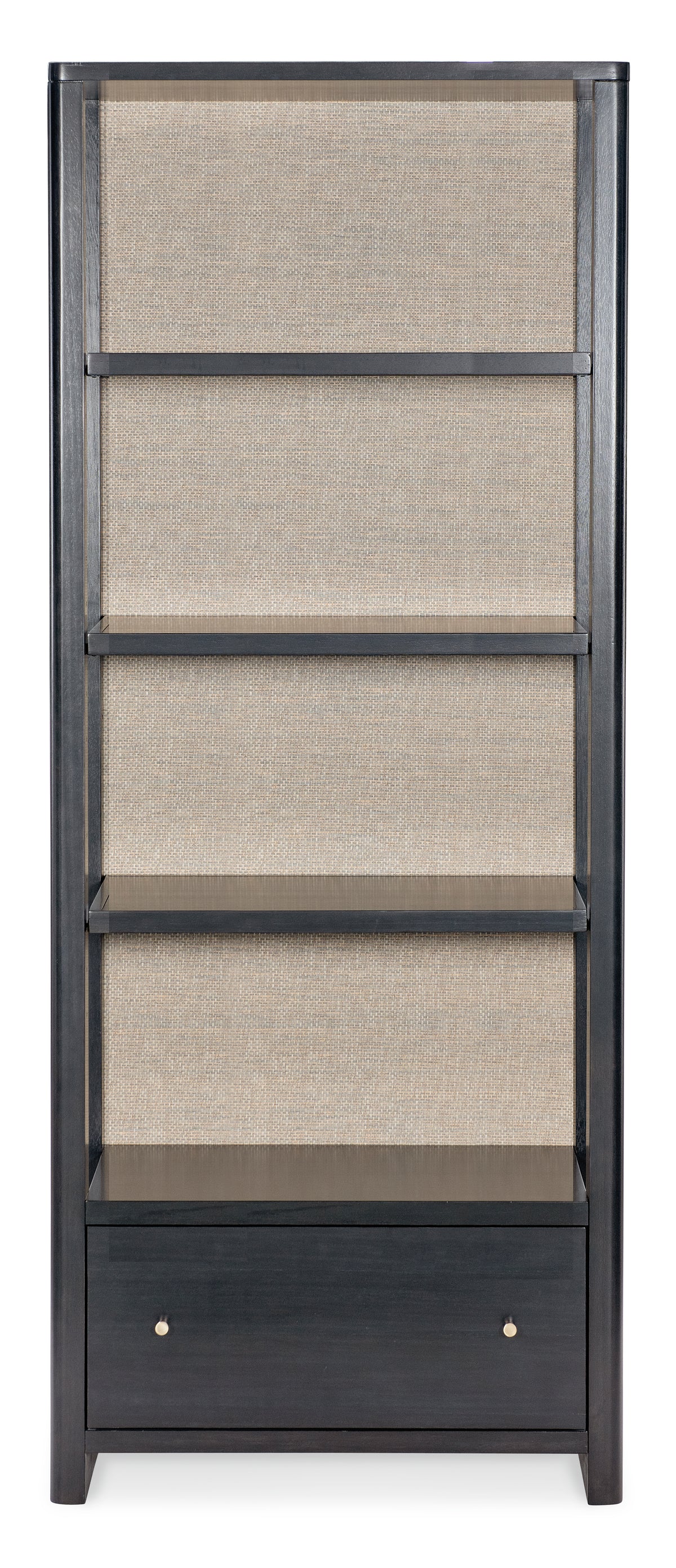 a shelf with a fabric surface