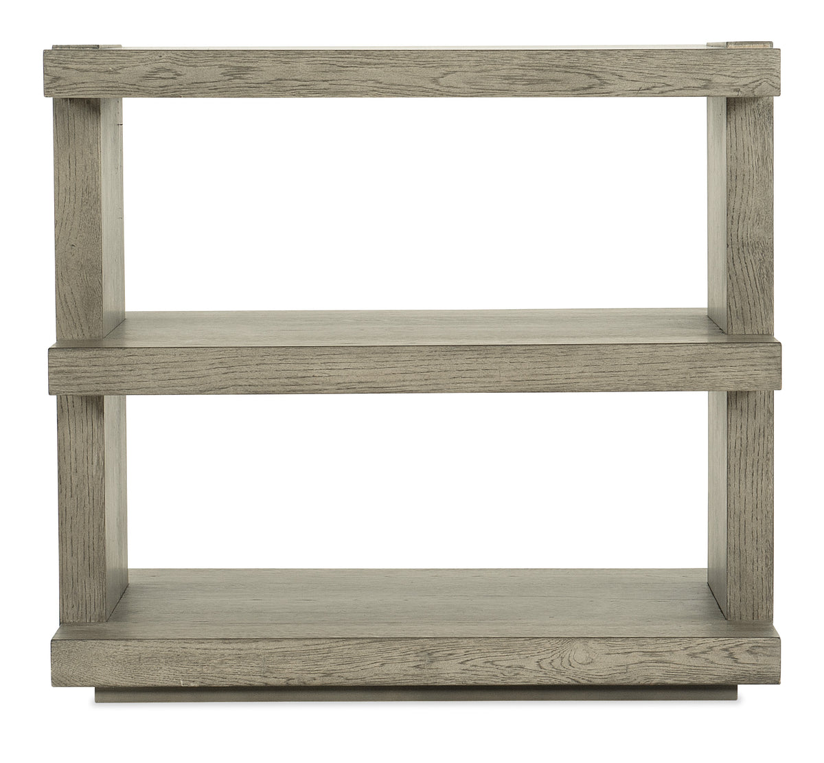 a wooden shelf with three shelves