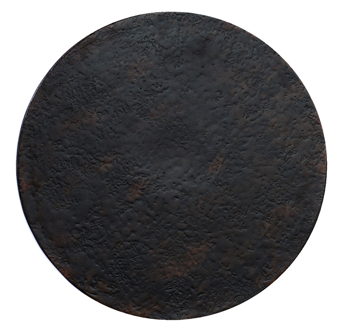 a black circle with brown spots