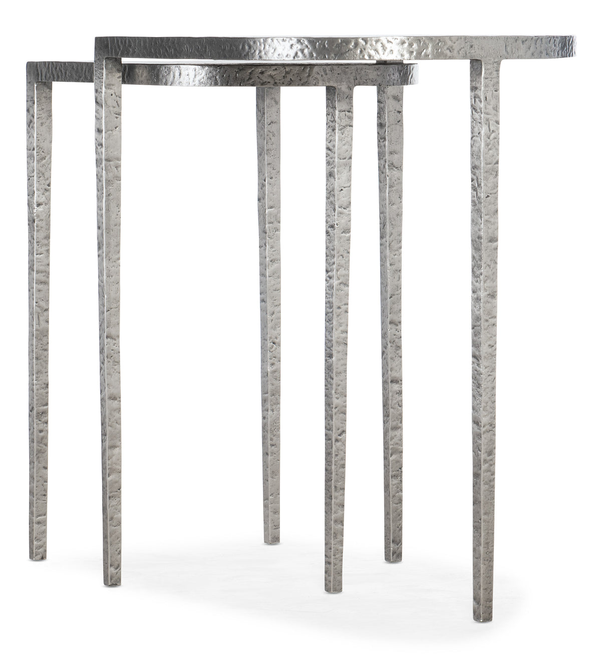 a group of metal tables
