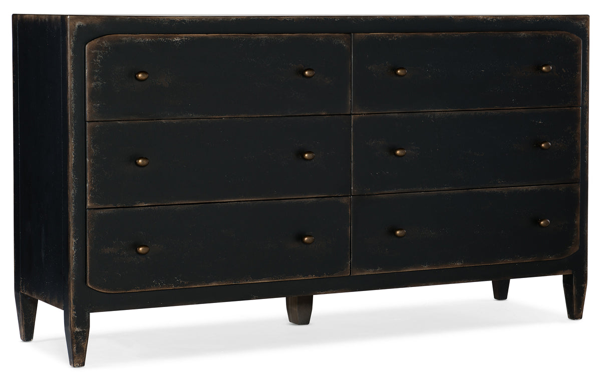 a black dresser with drawers