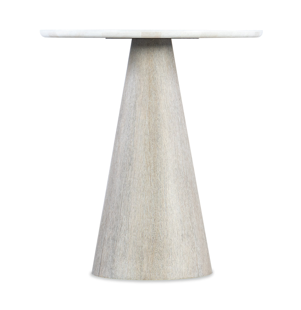 a white round table with a white surface