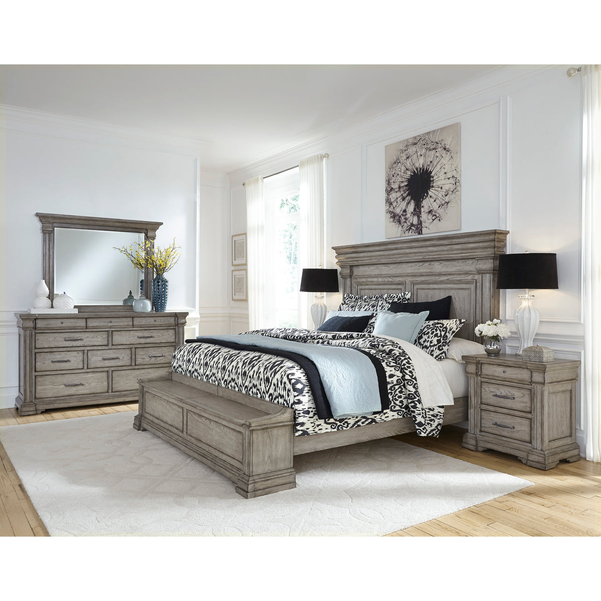a bedroom with a bed and dresser