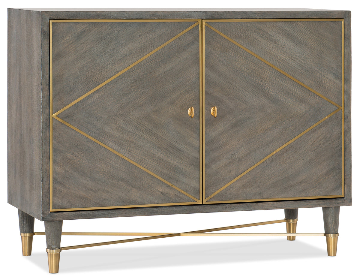 a grey and gold cabinet
