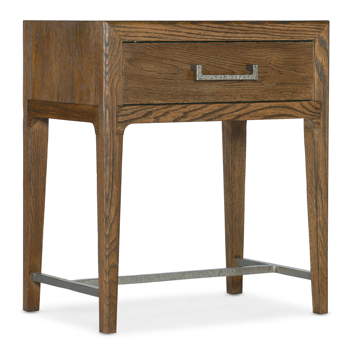 a wooden nightstand with a drawer