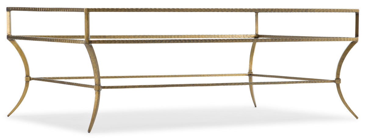 a gold metal bench with a curved design