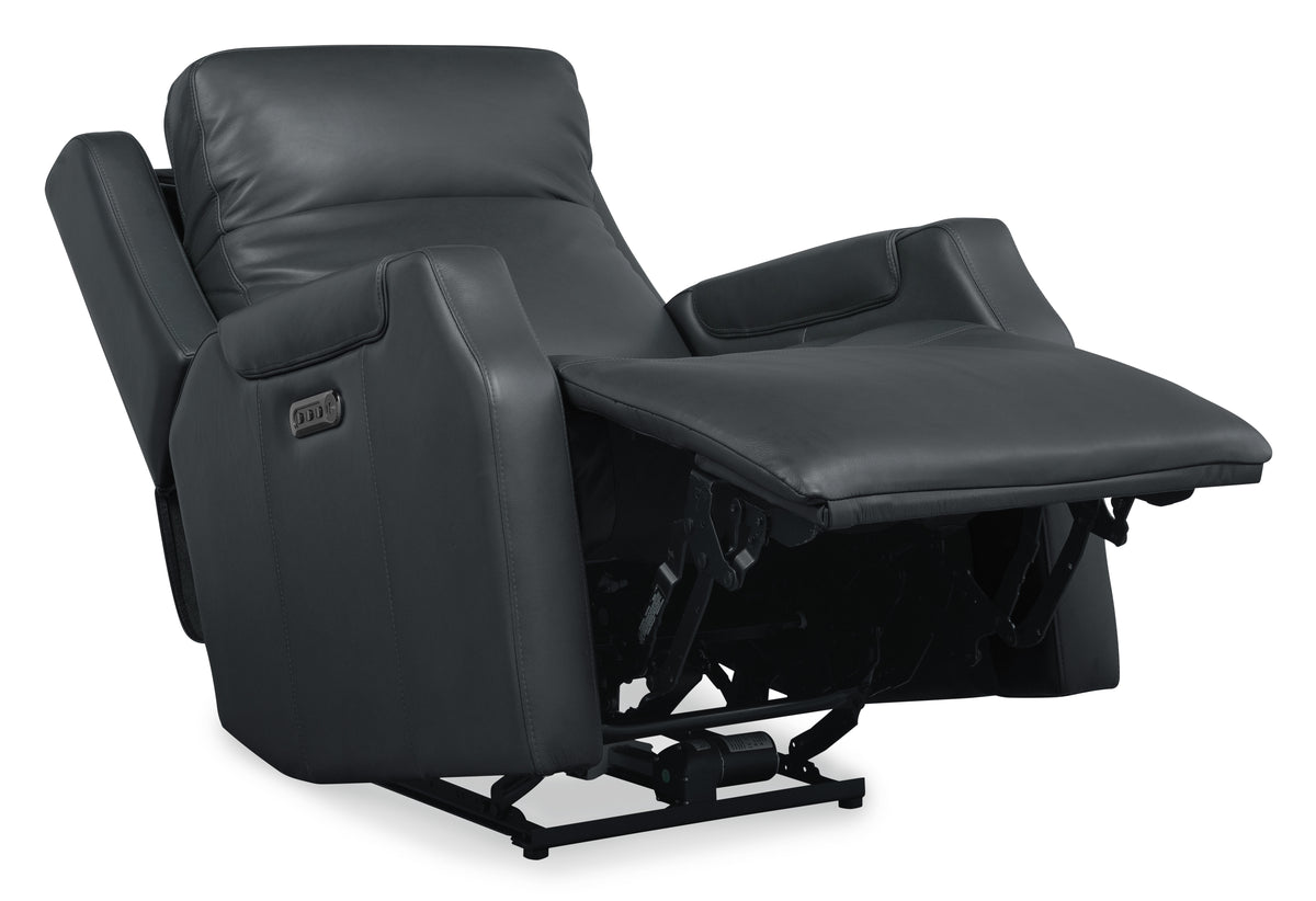 a black recliner with a white background