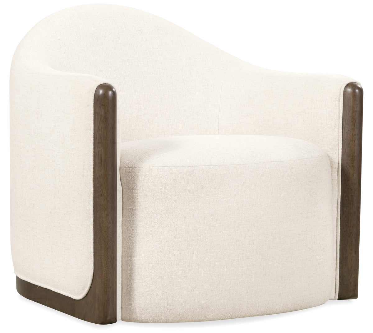 a white chair with brown wood legs
