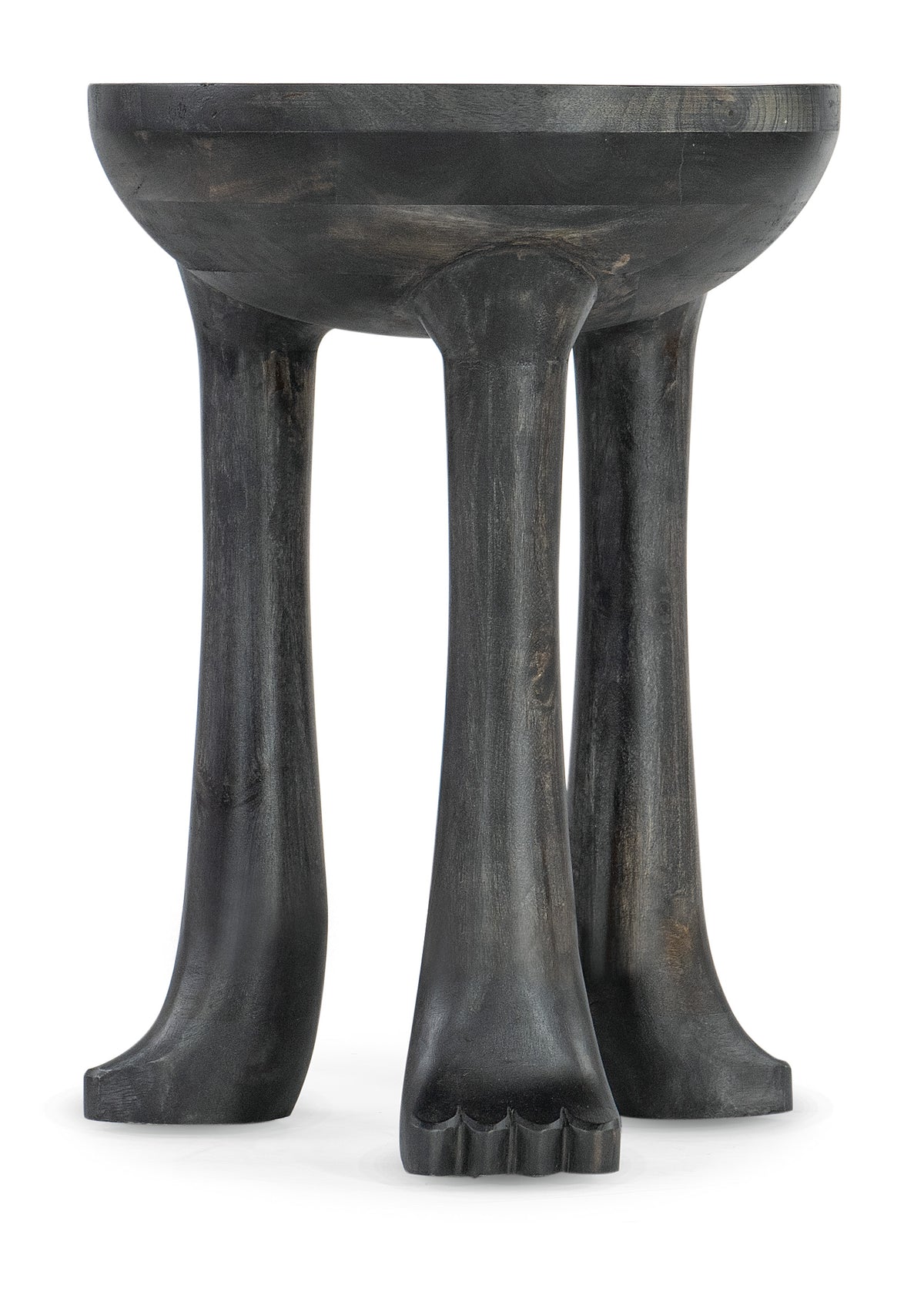 a black stone stool with legs