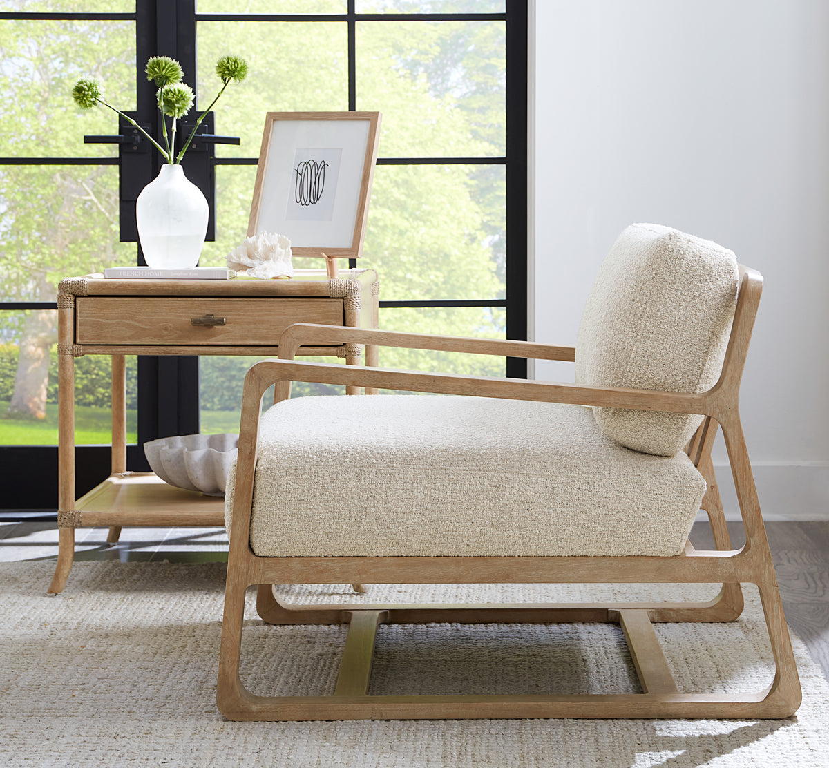 a chair and a table in a room