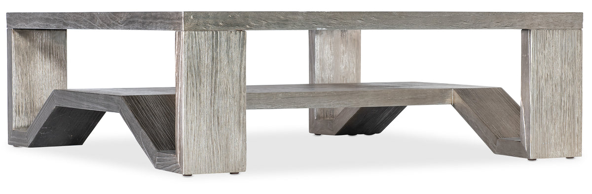 a wooden table with a shelf