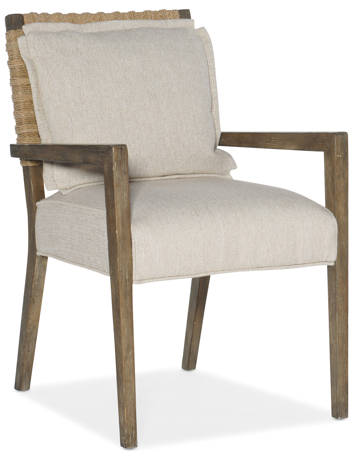 a white chair with a woven back
