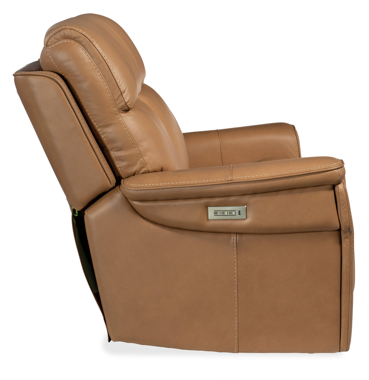 a brown leather recliner chair