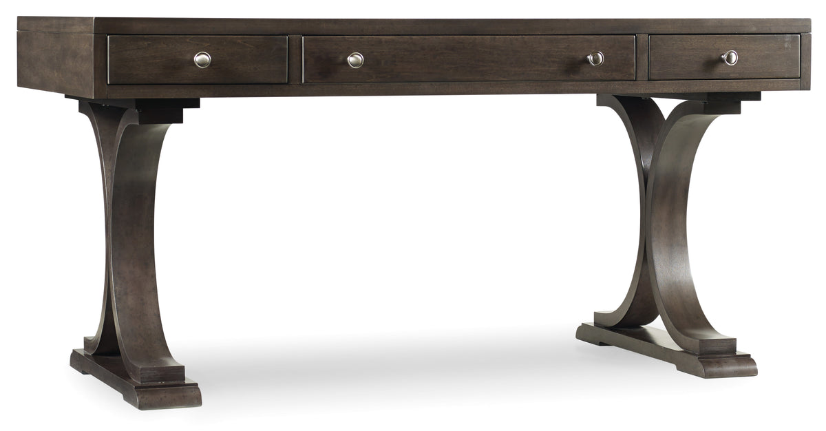 a wooden desk with drawers