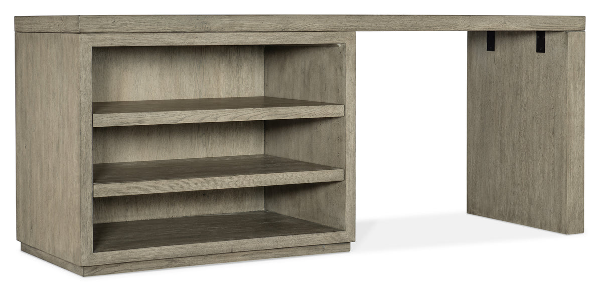 a wooden shelf with a open door