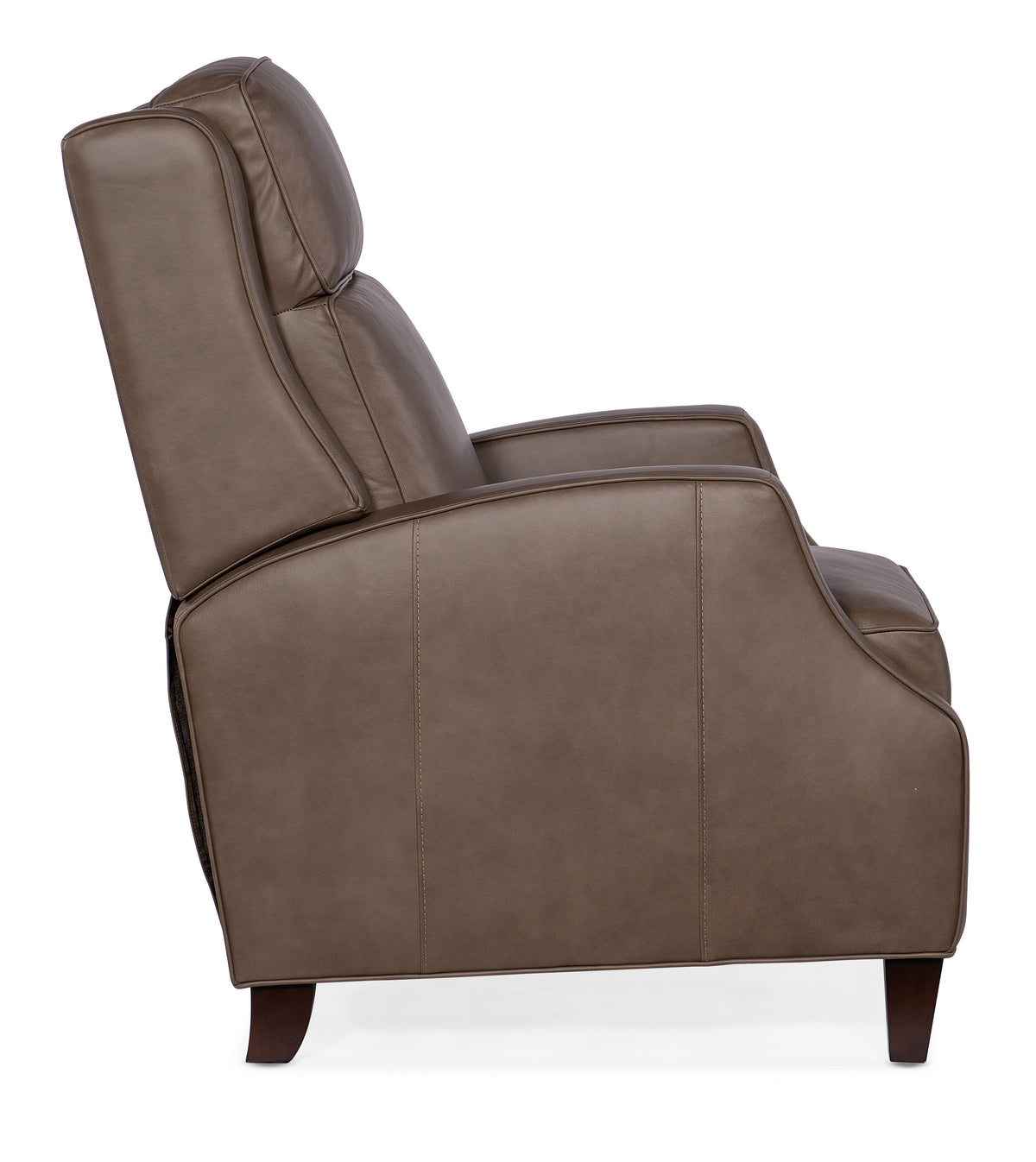a brown leather recliner chair