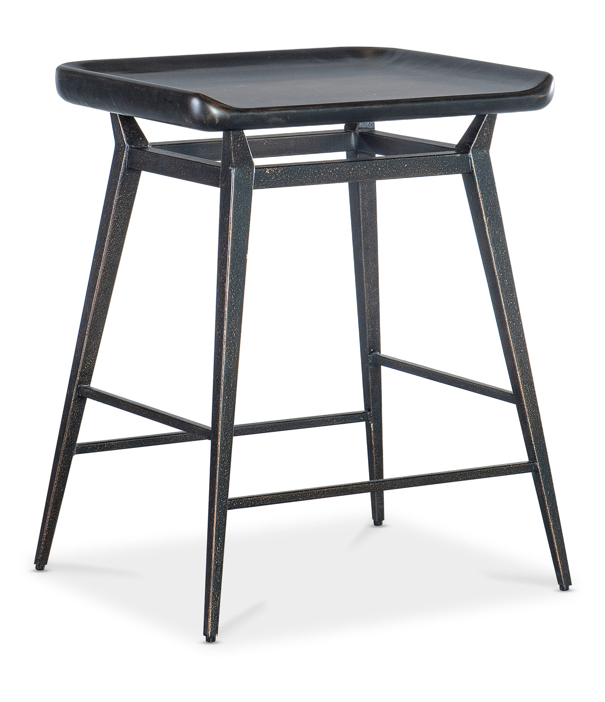 a black stool with legs