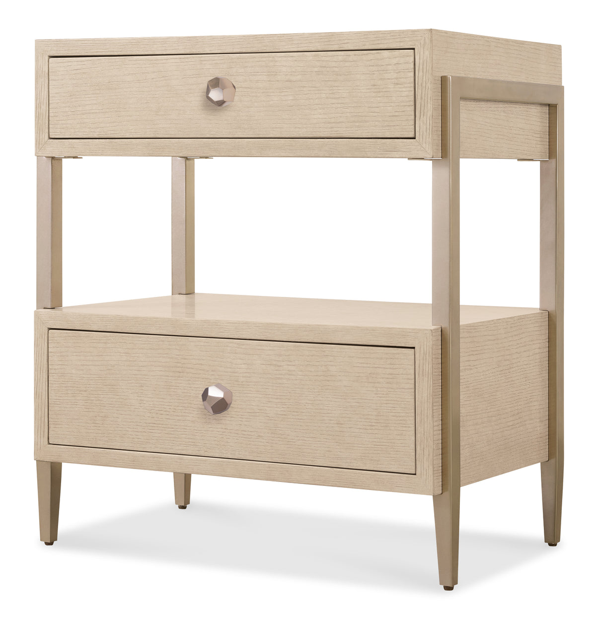 a white nightstand with two drawers
