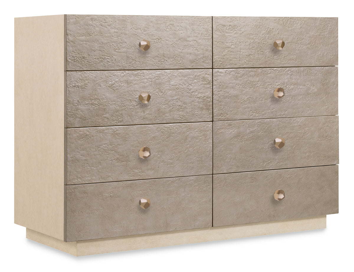 a dresser with drawers and knobs
