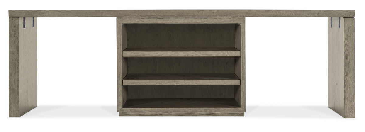 a wooden shelf with shelves