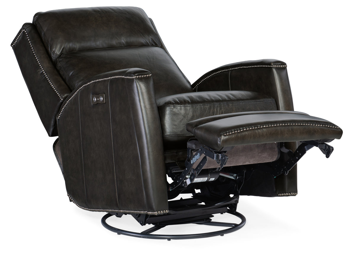 a black recliner with a foot rest