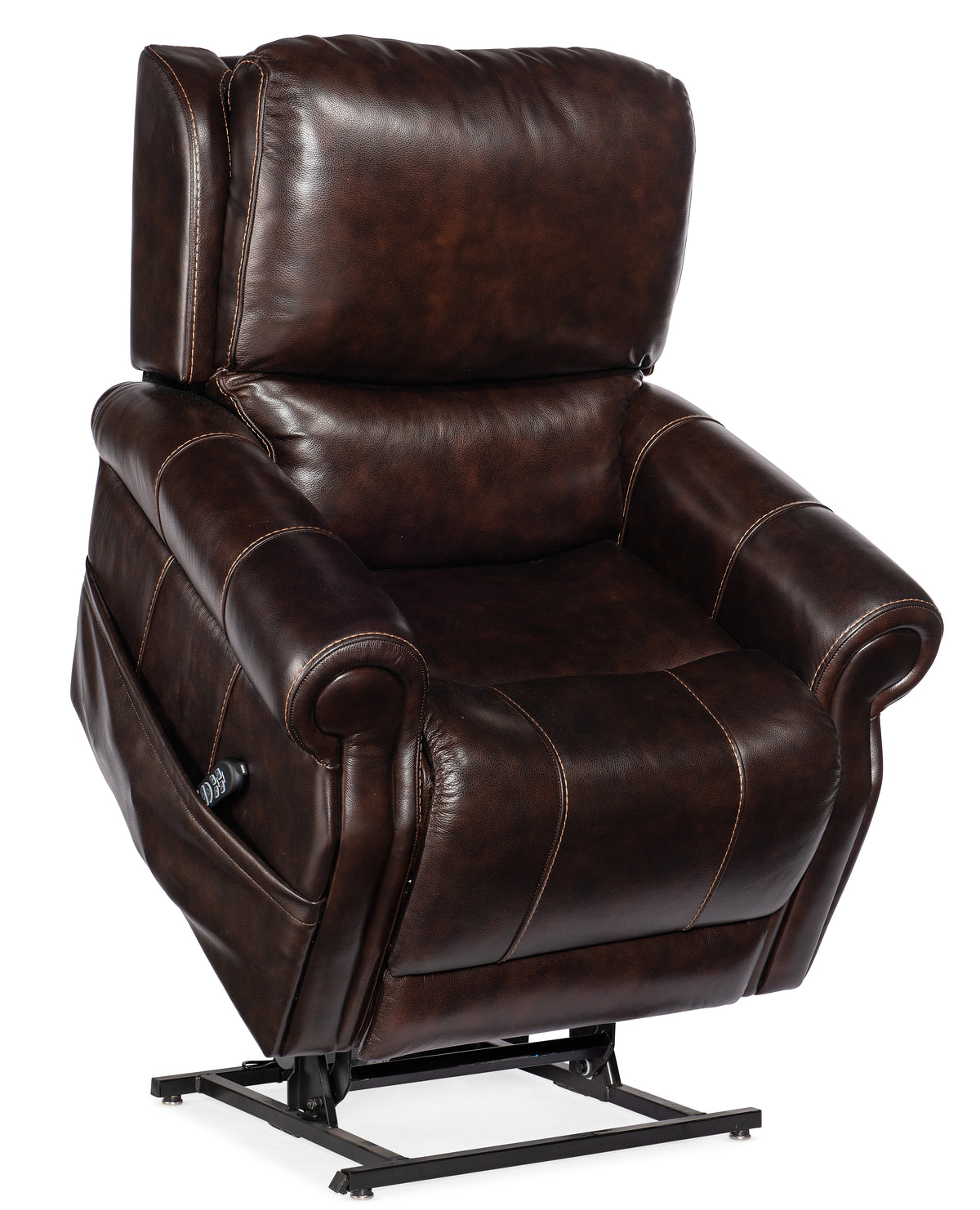 a brown leather recliner chair